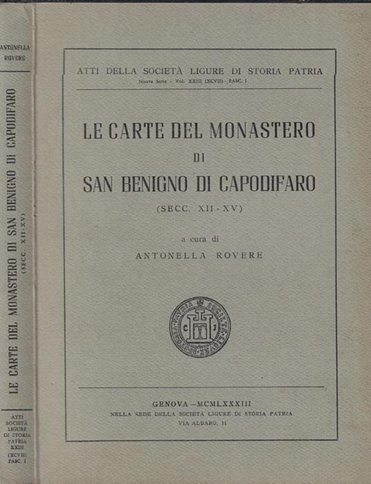 Le carte del monastero di San Benigno di Capodifaro. (Sec. XII-XV) - copertina