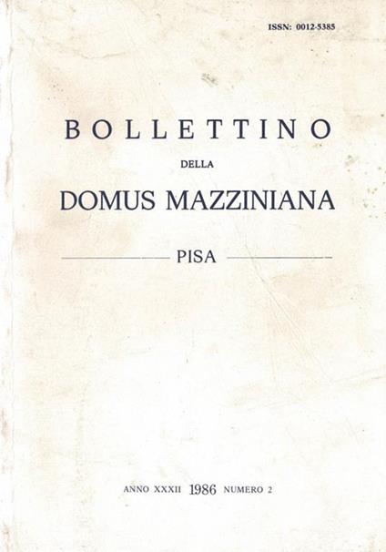 Bollettino della Domus Mazziniana - Pisa - copertina