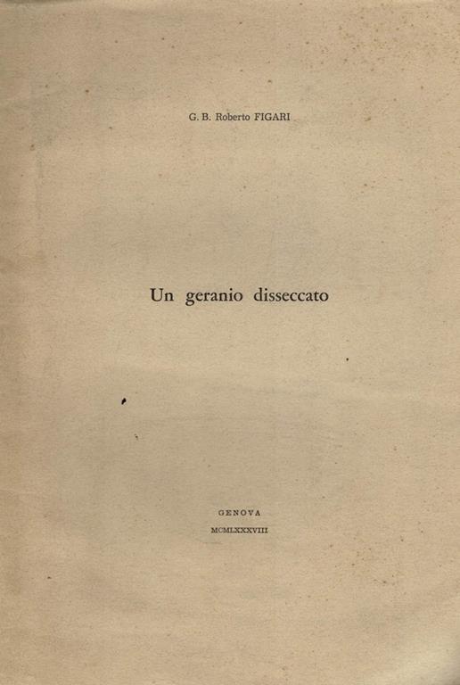 Un geranio disseccato - copertina