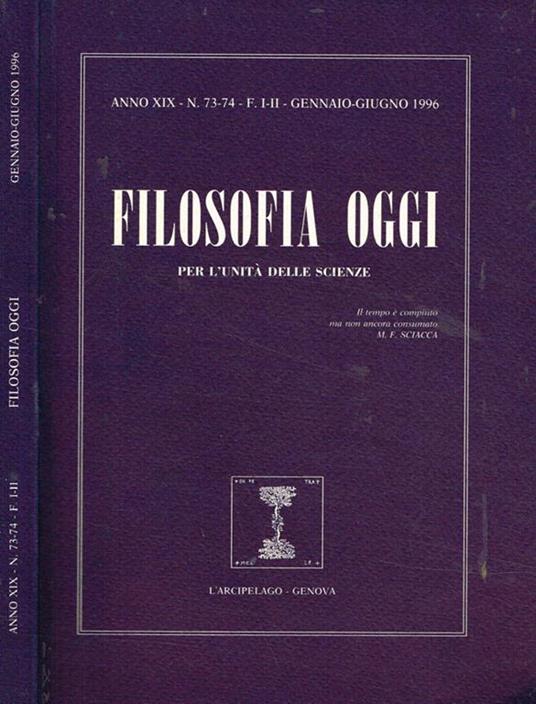 Filosofia oggi. Trimestrale n.73-74, anno XIX, 1996 - copertina