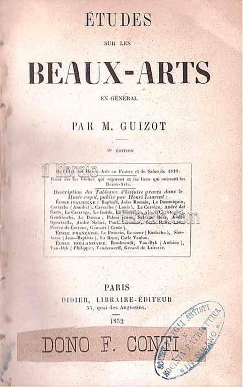 Etudes sur les beaux arts en général - M. Guizot - copertina