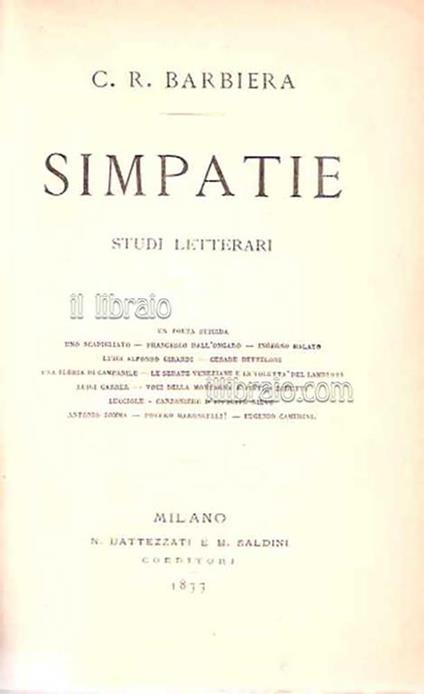 Simpatie - Raffaello Barbiera - copertina