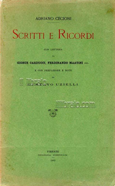 Scritti e Ricordi - Adriano Cecioni - copertina