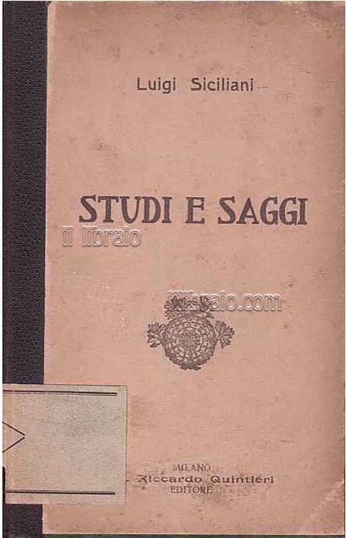 Studi e saggi - Luigi Siciliani - copertina