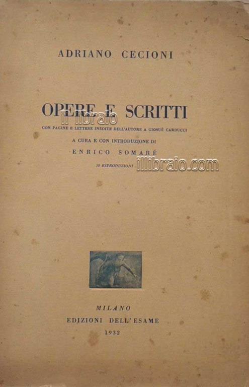 Opere e scritti - Adriano Cecioni - copertina