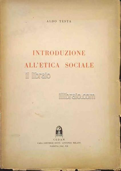 Introduzione all'etica sociale - Alberto Testa - copertina