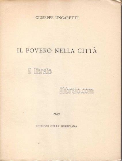 Il povero nella città - Giuseppe Ungaretti - copertina