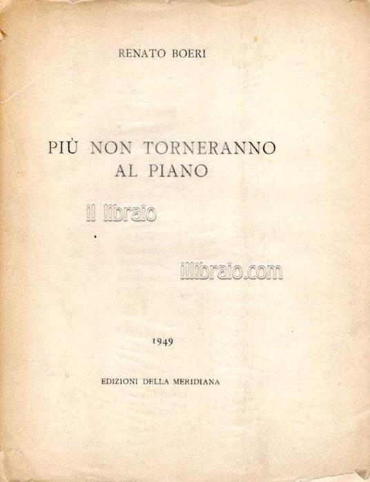 Più non torneranno al piano - copertina