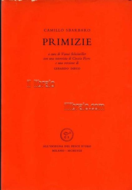 Primizie - Camillo Sbarbaro - copertina