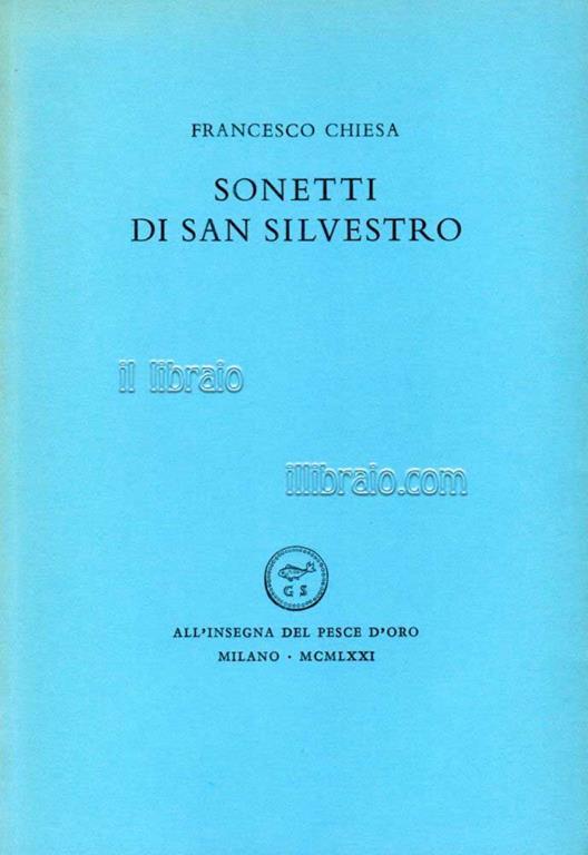 Sonetti di San Silvestro - Francesco Chiesa - copertina