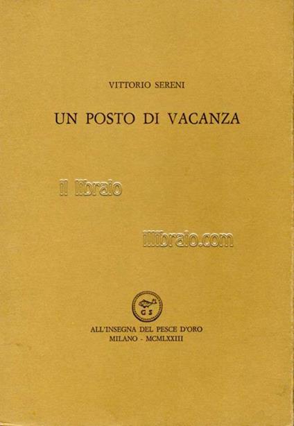 Un posto di vacanza - Vittorio Sereni - copertina