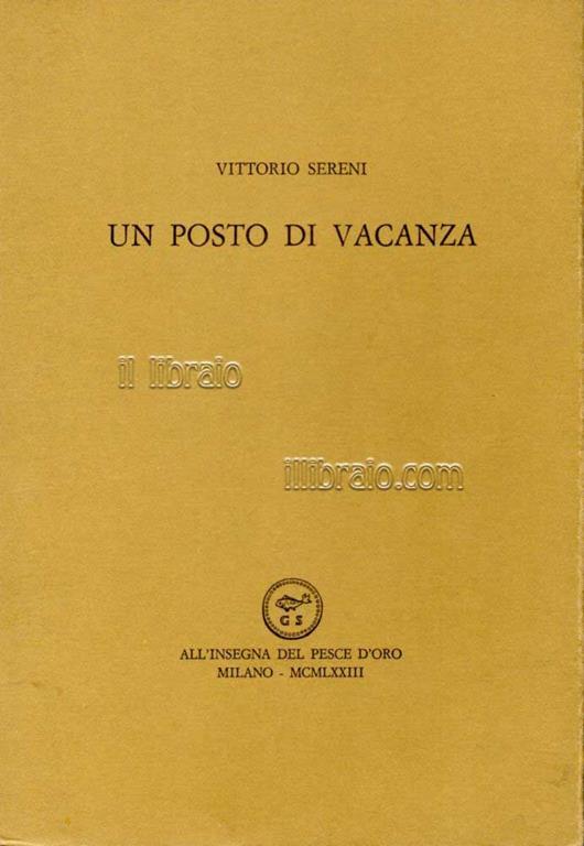 Un posto di vacanza - Vittorio Sereni - copertina