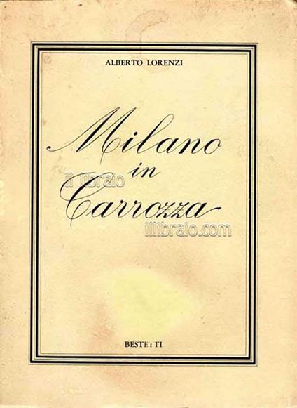 Milano in carrozza - A. Lorenzi - copertina