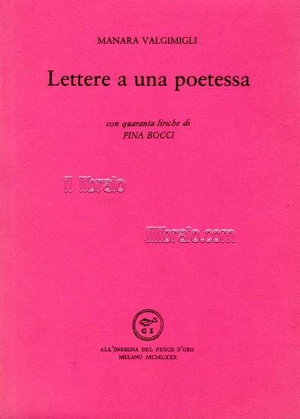 Lettere a una poetessa - Manara Valgimigli - copertina