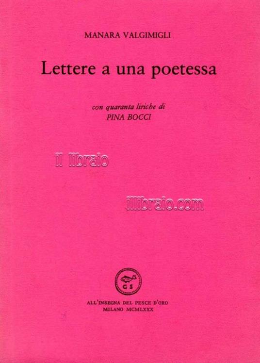 Lettere a una poetessa - Manara Valgimigli - copertina
