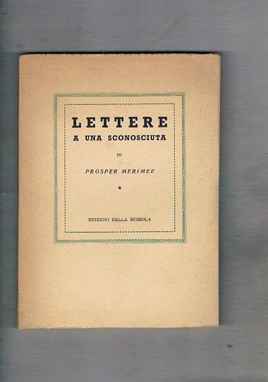 Lettere a una sconosciuta - Prosper Mérimée - copertina