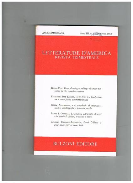 Letterature d'america, rivista trimestrale n° 12 del 1982. Angloamericana, scritti - copertina