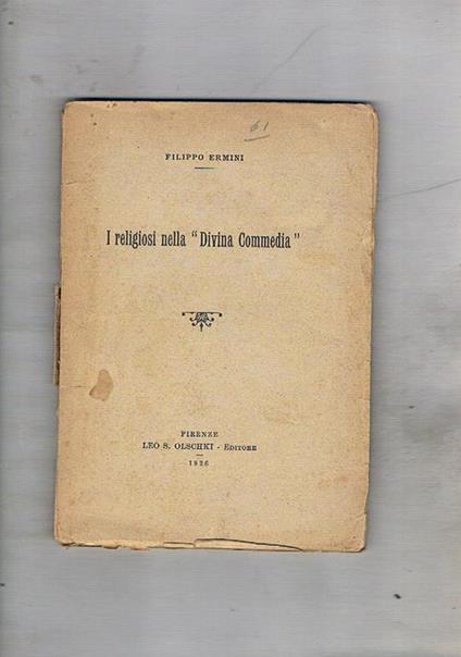 I religiosi nella Divina Commedia - Filippo Ermini - copertina