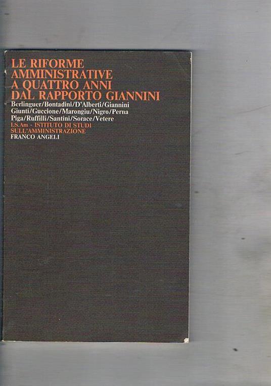 Le riforme amministrative a quattro anni dal rapporto Giannini - copertina