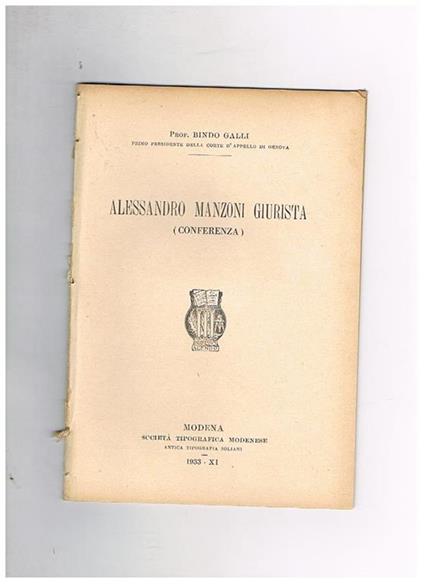 Alessandro Mazoni giurista (conferenza) - Bindo Galli - copertina