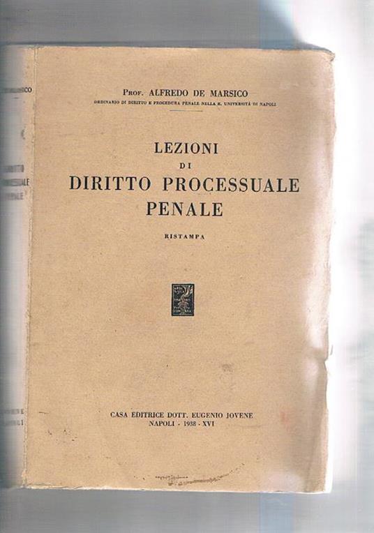 Lezioni di diritto processuale penale - Alfredo De Marsico - copertina