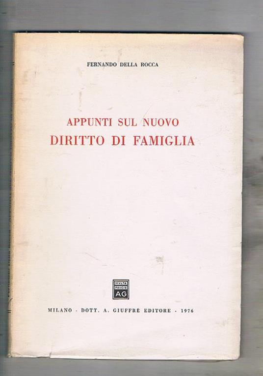 Appunti sul nuovo diritto di famiglia - Fernando Della Rocca - copertina