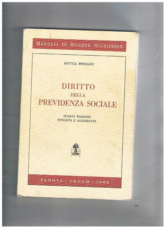 Diritto della previdenza sociale - Mattia Persiani - copertina