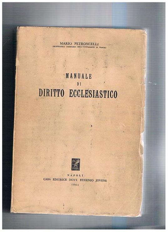 Manuale di diritto ecclesiastico - Mario Petroncelli - copertina