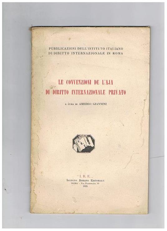 Le convenzioni de l'Aja di diritto internazionale privato - copertina