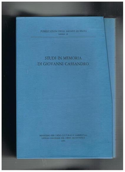 Studi in memoria di Giovanni Cassandro, vol. I-III - copertina