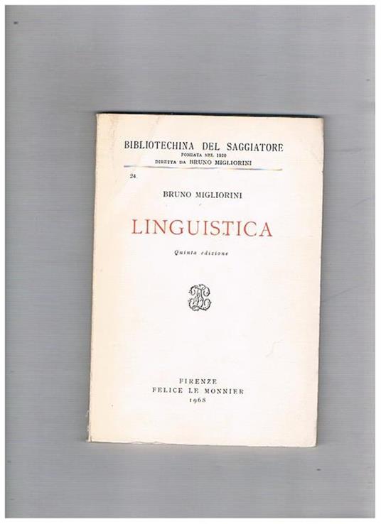 Linguistica. Quinta edizione - Bruno Migliorini - copertina