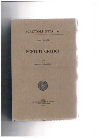 Scritti critici - Luigi Carrer - copertina