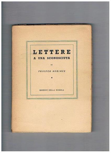 Lettere a una sconosciuta - Prosper Mérimée - copertina