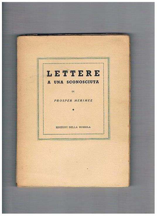 Lettere a una sconosciuta - Prosper Mérimée - copertina