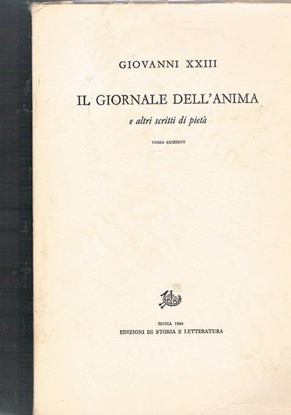 Il giornale dell'anima e altri scritti di pietà - copertina