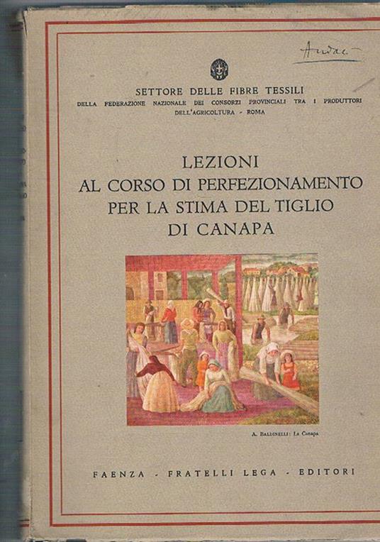 Lezioni al corso di perfezionamento per la stima del tiglio di canapa - copertina