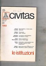 Civitas. Rivista bimestrale di studi politici. anno 33° n° mar-apr. 1982 monografico dedicato alle istituzioni