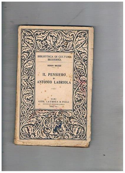 Il pensiero di Antonio Labriola - Sergio Bruzzo - copertina