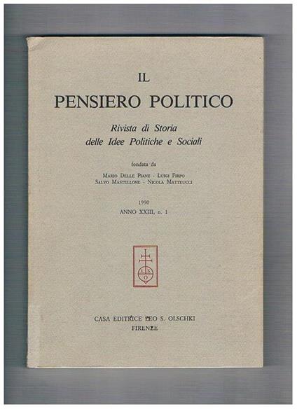 Il pensiero politico, rivista quadrimestrale di storia, delle idee politiche e sociali. Annata 1990 in tre parti - copertina