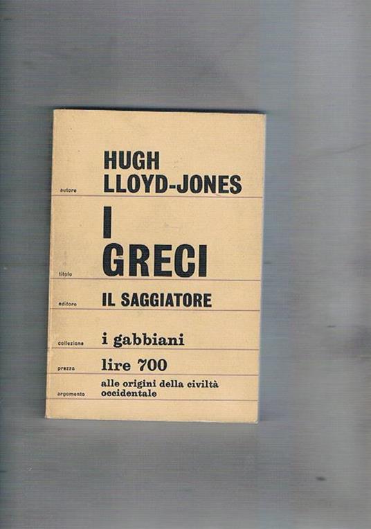 I Greci - Hugh Lloyd-Jones - copertina
