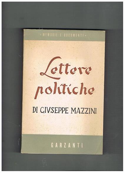 Lettere politiche, a cura di Michele Saponaro - Giuseppe Mazzini - copertina