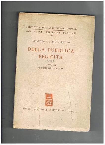 Della pubblica felicità, a cura di Bruno Brunello - Lodovico Antonio Muratori - copertina