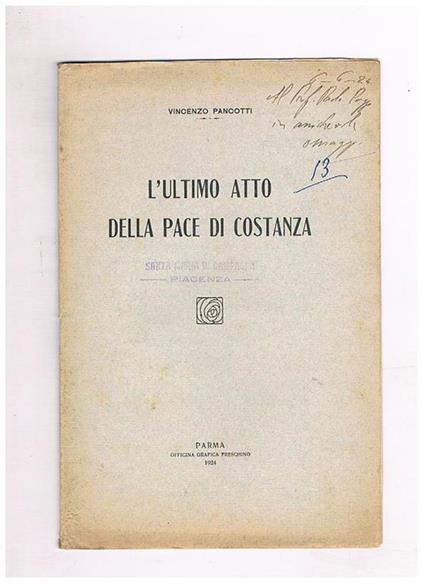 L' ultimo atto della Pace di Costanza - Vincenzo Pancotti - copertina