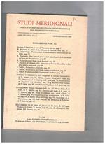 Studi Meridionali rivista trimestrale sull'Italia centro-meridionale diretta da Vincenzo Saletta. fasc. 1-2 gen-giu. 1982. Lo stato di san Donato in Calabria Citra quannu l'Italia facia Burbuni il villaggio di S. Francesco a Soveria Mannelli e la fine di