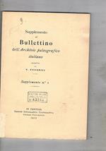 Supplemento al bullettino dell'Archivio paleografico italiano. Supplemento n° 1. Il gabinetto di paleografia dell'università di Roma notizia dei facsimili, dei codici riprodotti delle raccolte a stampa del gabinetto. Ristampa anastatica dell'edizione del