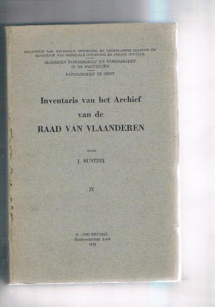 Inventaris van het Archief van de Staten van Vlaanderen. IX° - J. Buntinx - copertina