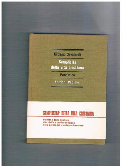 Semplicità della vita cristiana - Gerolamo Savonarola - copertina