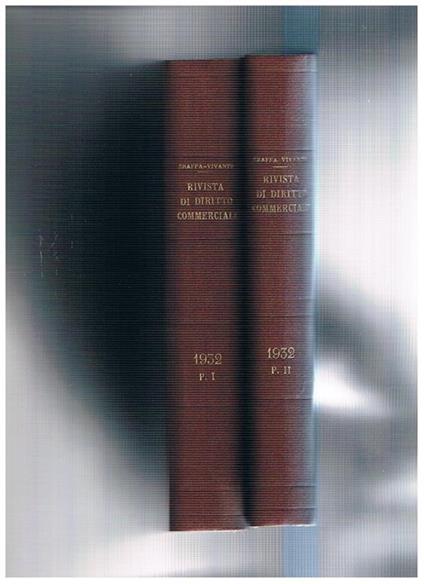 Rivista del diritto commerciale e del diritto generale delle obbligazioni. Vol. 30° 1932 parte I-II - Angelo Sraffa - copertina