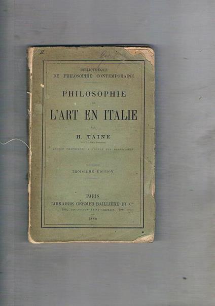 Philosophie de l'art en Italie - Hippolyte Taine - copertina