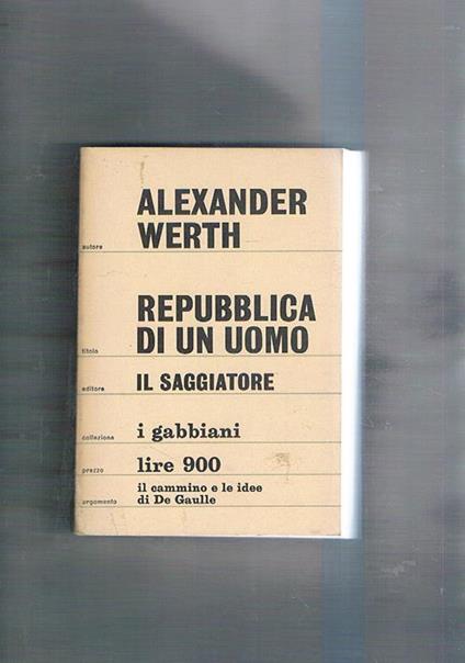 Repubblica di un uomo - Alexander Werth - copertina